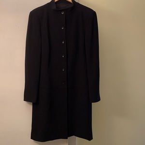 Escada Gorgeous Black Wool Stretch Logo Button Lined Coat